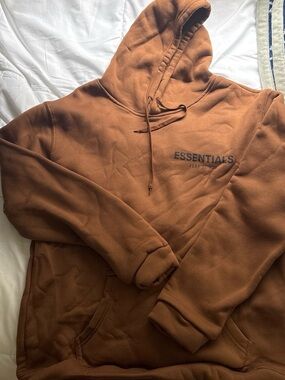 ESSENTIALS Men's Brown Pullover Hoodie